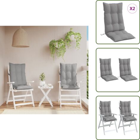 Cuscino da giardino - vidaXL Cuscini per Sedia Schienale Alto 2 pz Grigio Tessuto Oxford - Cuscino per casa
