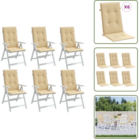Cuscino da giardino - vidaXL Cuscini Sedia Schiena Alta 6 Beige Mélange 120x50x4 Tessuto - Cuscino per casa