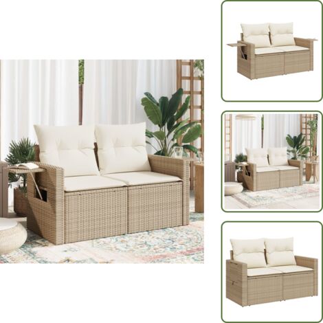 Cuscino da giardino - vidaXL Divano da Giardino con Cuscini a 2 Posti Beige in Polyrattan - Rattan PE