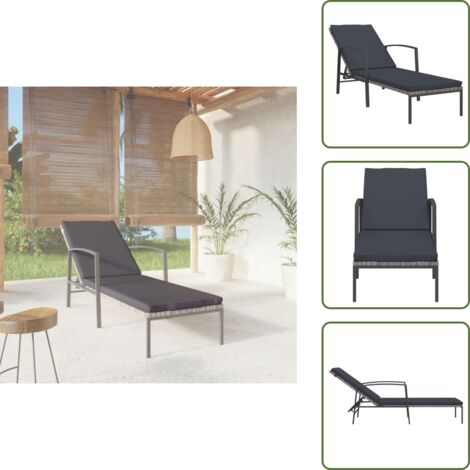Cuscino da giardino - vidaXL Lettino Prendisole da Giardino con Cuscino Polyrattan Grigio - Lettino da patio