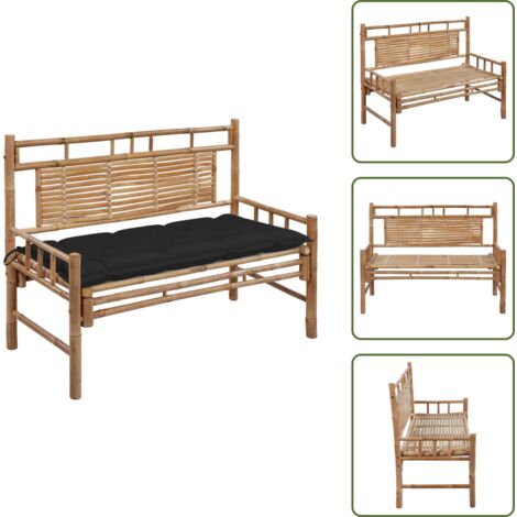 Cuscino da giardino - vidaXL Panca da Giardino con Cuscino 120 cm in Bambù - Panca in bambù