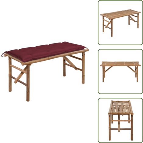 Cuscino da giardino - vidaXL Panca da Giardino Pieghevole con Cuscino 118 cm in Bambù - Cuscino impermeabile
