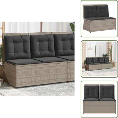 Cuscino da giardino - vidaXL Panca Reclinabile Giardino con Cuscini Grigio Chiaro Polyrattan - Panca da esterno
