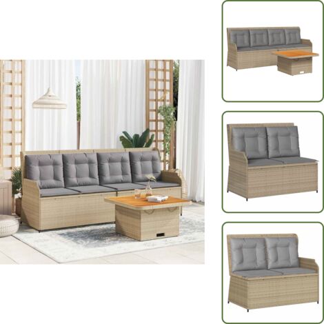 Cuscino da giardino - vidaXL Set Divani da Giardino 3 pz con Cuscini in Polyrattan Beige - Rattan PE