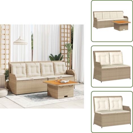 Cuscino da giardino - vidaXL Set Divani da Giardino 3 pz con Cuscini in Polyrattan Beige - Rattan PE