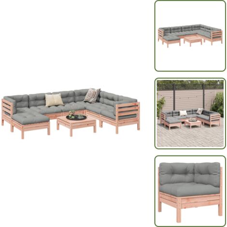Cuscino da giardino - vidaXL Set Divani da Giardino 8 pz con Cuscini Massello Abete Douglas - Mobili da esterno