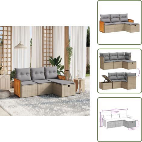 Cuscino da giardino - vidaXL Set Divano da Giardino 4 pz con Cuscini Beige Misto Polyrattan - Rattan PE