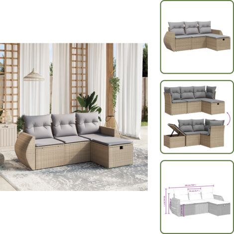Cuscino da giardino - vidaXL Set Divano da Giardino 4 pz con Cuscini Beige Misto Polyrattan - Seduta da esterno