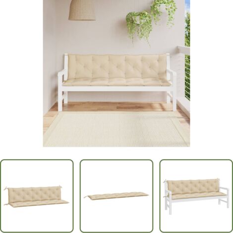 Cuscino da patio -  Cuscini Panca da Giardino 2pz Beige 180x50x7 cm Tessuto Oxford