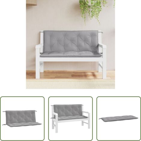 Cuscino da patio -  Cuscini Panca da Giardino 2pz Grigi 120x50x7 cm Tessuto Oxford