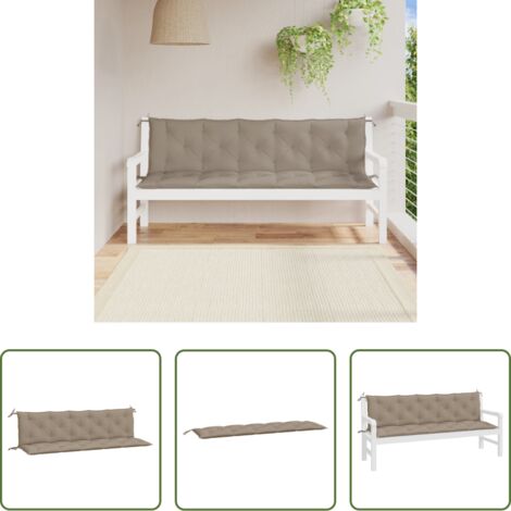 Cuscino da patio -  Cuscini Panca da Giardino 2pz Tortora 180x50x7cm Tessuto Oxford