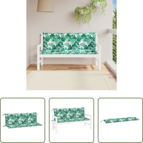 Cuscino da patio -  Cuscini Panca Giardino 2 pz a Foglie 150x50x7 cm Tessuto Oxford