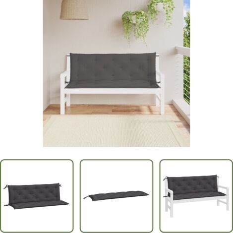Cuscino da patio -  Cuscini Panca Giardino 2pz Antracite 150x50x7cm Tessuto Oxford