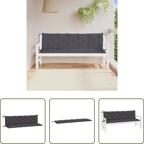 Cuscino da patio -  Cuscini Panca Giardino 2pz Antracite 180x50x7cm Tessuto Oxford