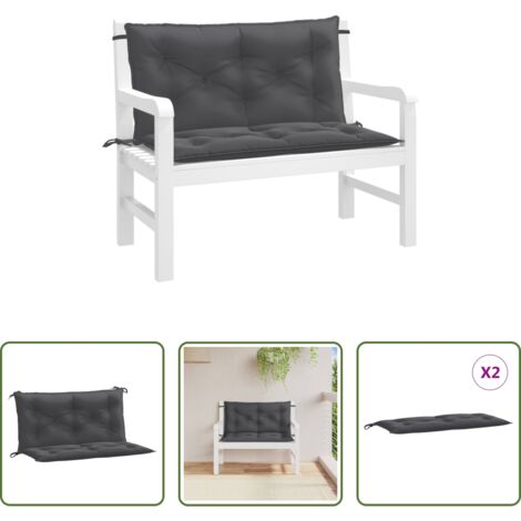 Cuscino da patio -  Cuscini Panca Giardino 2pz Antracite Mélange 100x50x7cm Tessuto