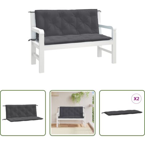 Cuscino da patio -  Cuscini Panca Giardino 2pz Antracite Mélange 120x50x7cm Tessuto