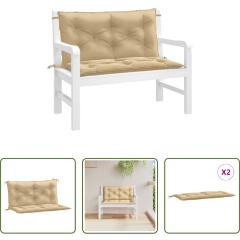 Cuscino da patio -  Cuscini Panca Giardino 2pz Beige Mélange 100x50x7cm Tessuto
