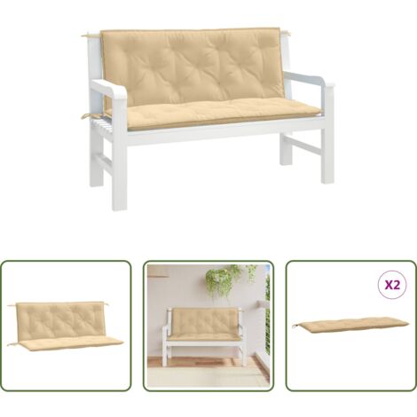 Cuscino da patio -  Cuscini Panca Giardino 2pz Beige Mélange 120x50x7 cm in Tessuto