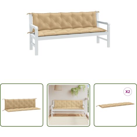 Cuscino da patio -  Cuscini Panca Giardino 2pz Beige Mélange 180x50x7 cm Tessuto