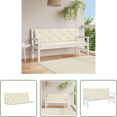 Cuscino da patio -  Cuscini Panca Giardino 2pz Bianco Crema 150x50x7 Tessuto Oxford