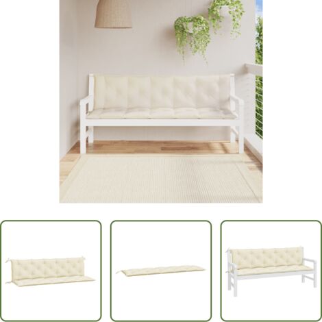 Cuscino da patio -  Cuscini Panca Giardino 2pz Bianco Crema 180x50x7 Tessuto Oxford