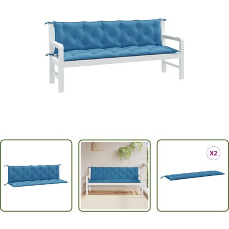 Cuscino da patio -  Cuscini Panca Giardino 2pz Blu Mélange 180x50x7 cm Tessuto