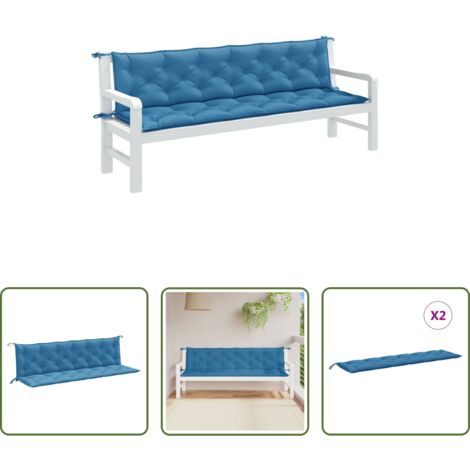 Cuscino da patio -  Cuscini Panca Giardino 2pz Blu Mélange 200x50x7 cm Tessuto