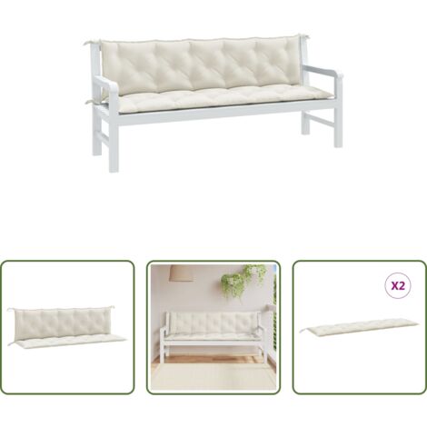 Cuscino da patio -  Cuscini Panca Giardino 2pz Crema Mélange 180x50x7 cm Tessuto
