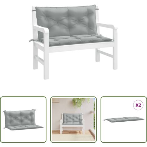 Cuscino da patio -  Cuscini Panca Giardino 2pz Grigio Chiaro Mélange 100x50x7 cm