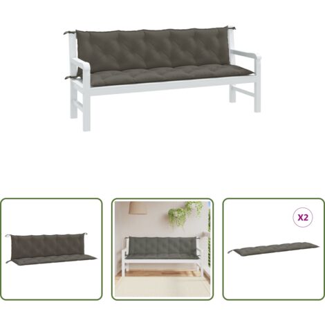 Cuscino da patio -  Cuscini Panca Giardino 2pz Grigio Scuro Mélange 180x50x7 cm