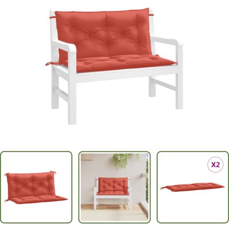 Cuscino da patio -  Cuscini Panca Giardino 2pz Rosso Mélange 100x50x7cm Tessuto
