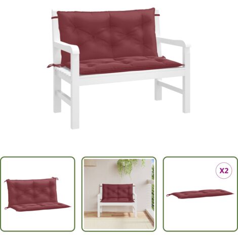 Cuscino da patio -  Cuscini Panca Giardino 2pz Rosso Vino Mélange 100x50x7cm
