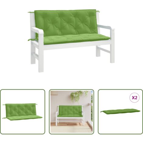 Cuscino da patio -  Cuscini Panca Giardino 2pz Verde Mélange 120x50x7 cm Tessuto