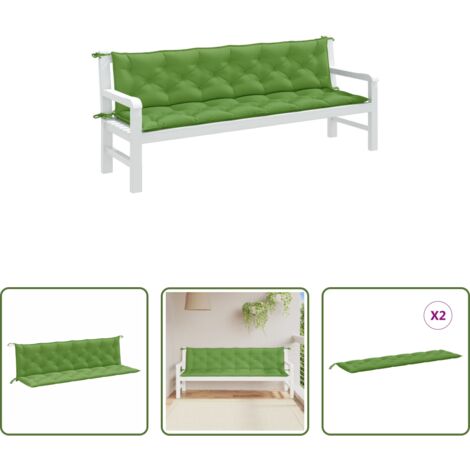 Cuscino da patio -  Cuscini Panca Giardino 2pz Verde Mélange 200x50x7 cm Tessuto