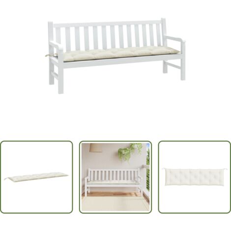 Cuscino da patio -  Cuscino Panca da Giardino Crema Mélange 180x50x7 cm in Tessuto