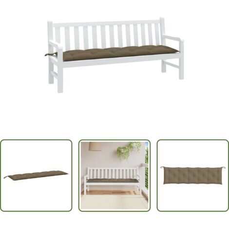 Cuscino da patio -  Cuscino Panca da Giardino Tortora Mélange 180x50x7cm in Tessuto