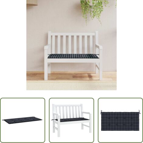 Cuscino da patio -  Cuscino Panca Giardino a Quadri Nero 120x50x4cm Tessuto Oxford