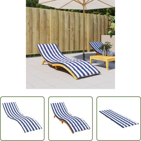 Cuscino da patio -  Cuscino per Lettino a Righe Bianche e Blu in Tessuto Oxford
