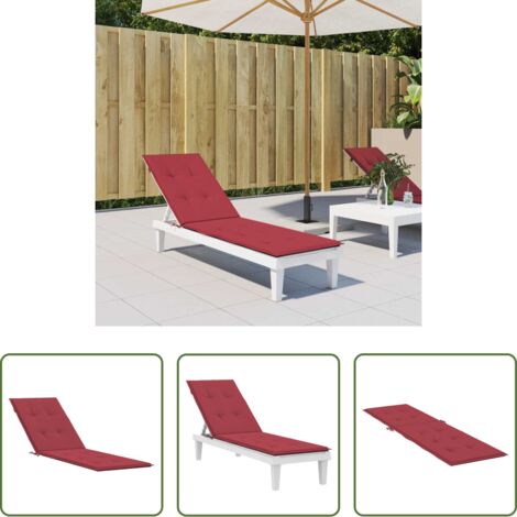 Cuscino da patio -  Cuscino per Sdraio Rosso Vino (75+105)x50x4 cm