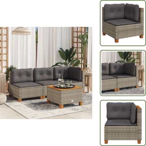 Cuscino da schienale - vidaXL Divano Angolare da Giardino con Cuscini Grigio in Polyrattan - Divano angolare