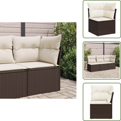 Cuscino da schienale - vidaXL Divano Angolare da Giardino con Cuscini in Polyrattan Marrone - Divano angolare