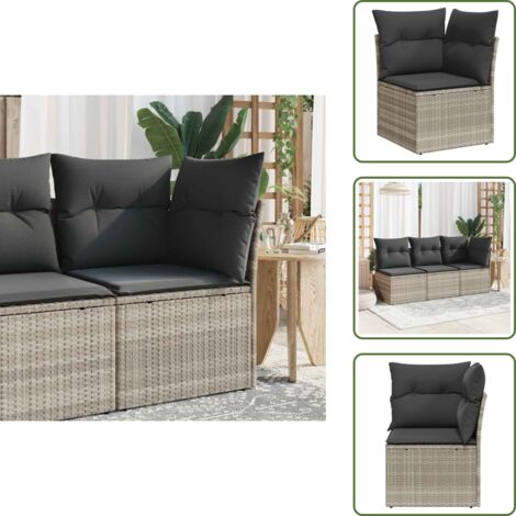 Cuscino da schienale - vidaXL Divano Angolare Giardino con Cuscini Grigio Chiaro Polyrattan - Copertura impermeabile