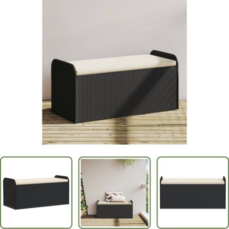 Cuscino da seduta -  Cassapanca con Cuscino Nera 115x51x52 cm in Polyrattan
