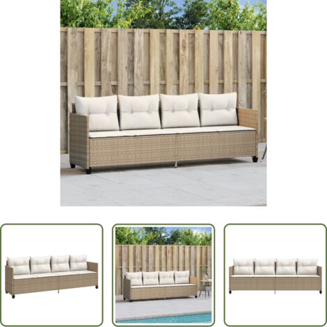 Cuscino da seduta -  Lettino Prendisole con Cuscini Beige in Polyrattan