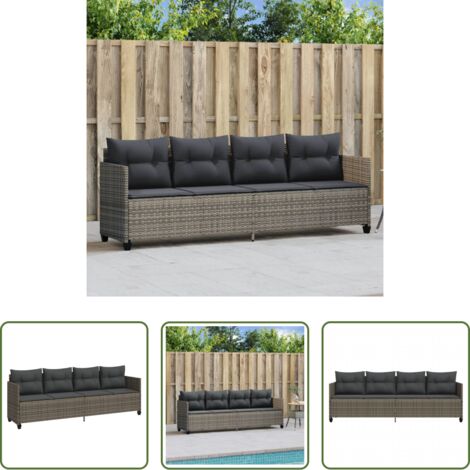 Cuscino da seduta -  Lettino Prendisole con Cuscini Grigio in Polyrattan