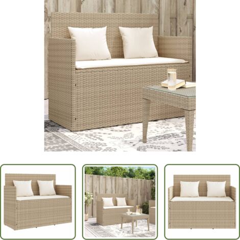 Cuscino da seduta -  Panca da Giardino con Cuscini Beige in Polyrattan