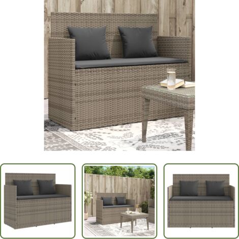 Cuscino da seduta -  Panca da Giardino con Cuscini Grigia in Polyrattan