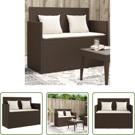 Cuscino da seduta - Panca da Giardino con Cuscini Marrone in Polyrattan