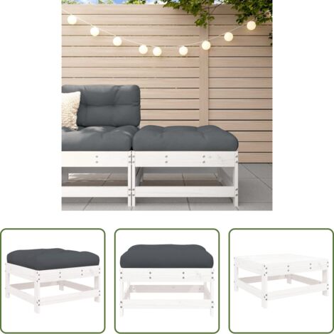Cuscino da seduta -  Poggiapiedi da Giardino con Cuscino Legno Massello Pino Bianco