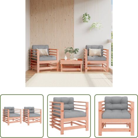 Cuscino da seduta -  Sedie da Giardino con Cuscini 2 pz in Legno Massello di Douglas